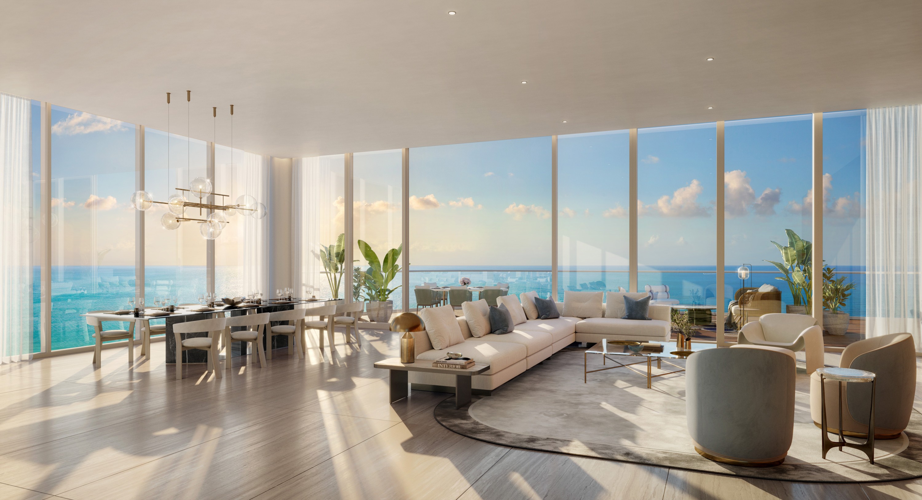 Official rendering of a living area at St. Regis Residences Sunny Isles Beach