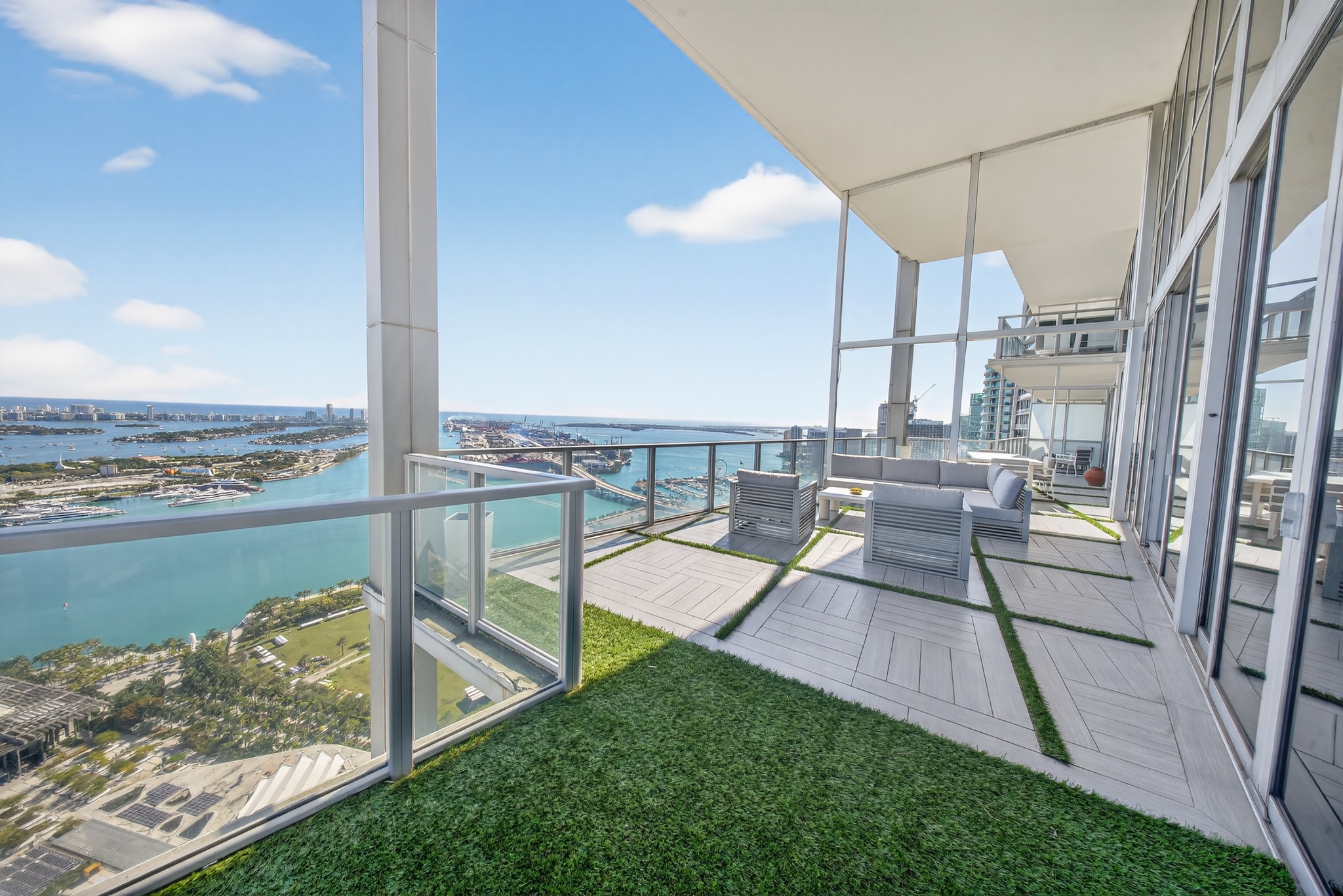 Waterfront terrace overlooking Biscayne Bay