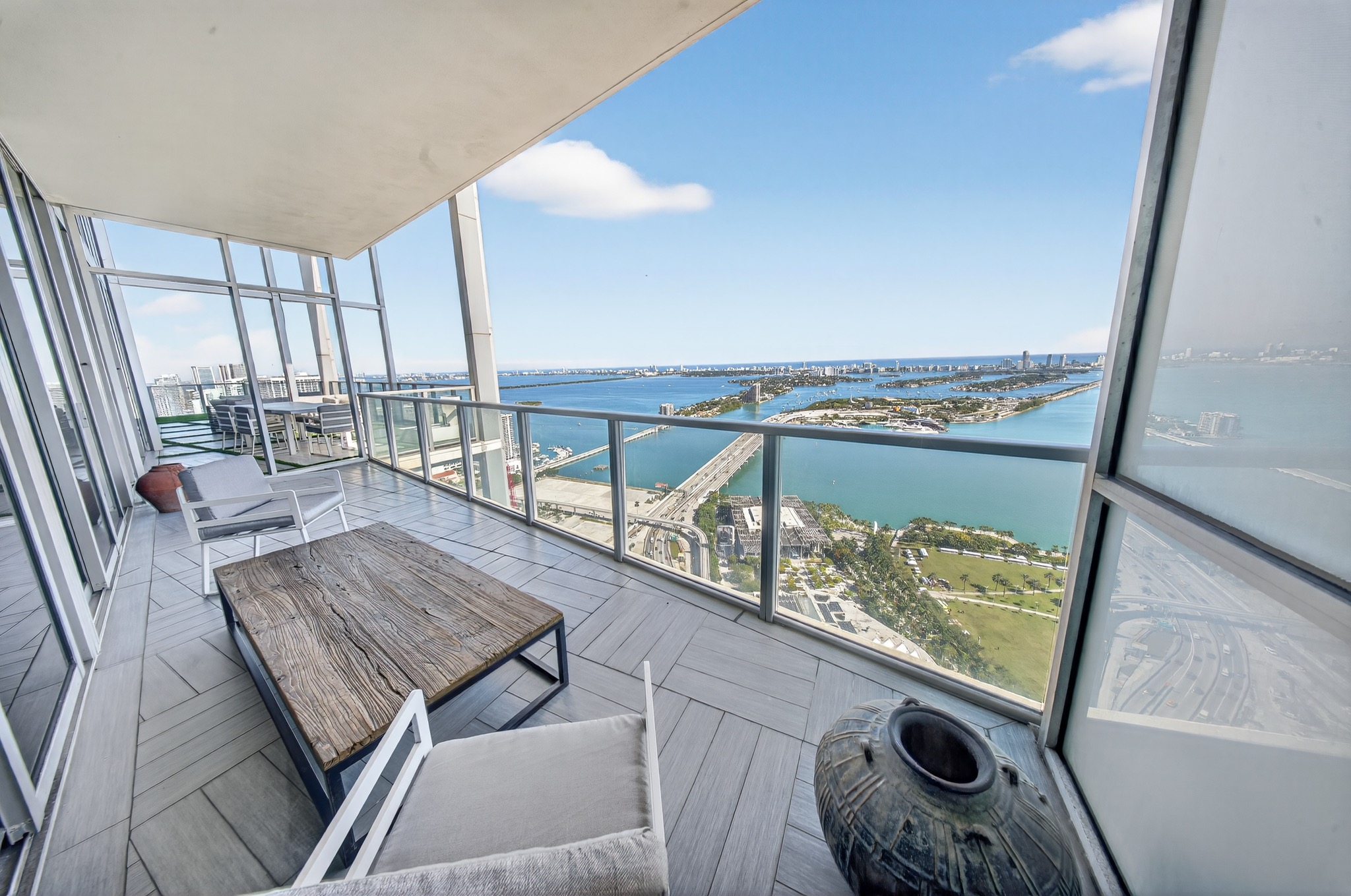 Private terrace with wide water views